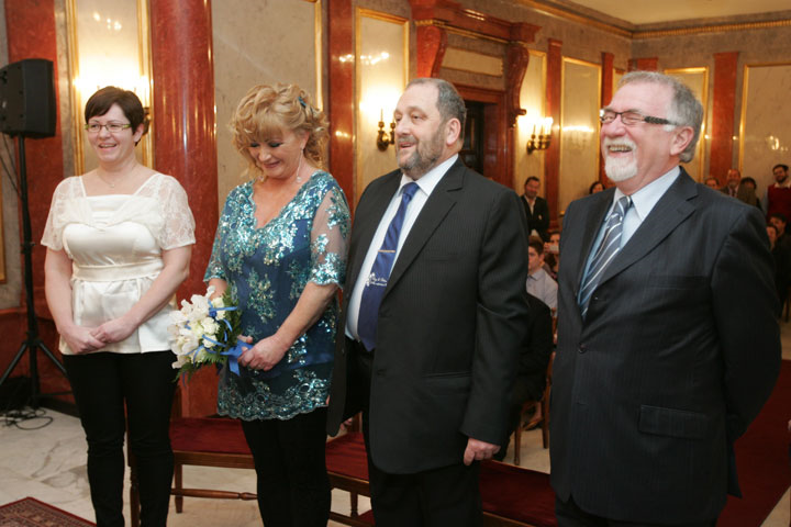 Kerényi Péter harmadik esküvőjén Vágó volt a tanúja (balról jobbra: Szummer Krisztina (tanú), az ara, Kerényi Szummer Olga, a vőlegény, Kerényi Péter és a tanú Vágó István.)